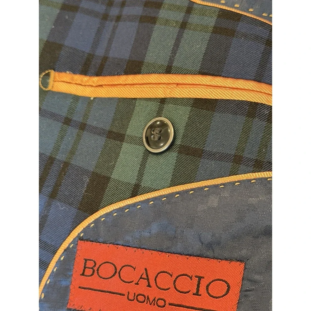 Bocaccio Uomo 48R Black Watch Tartan 2 Button Sport Coat Blazer